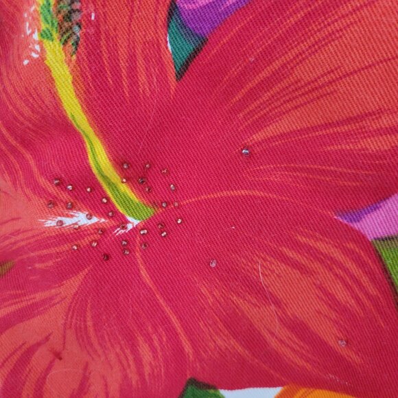 Chico's Design Floral Cotton Jacket Beading Accents Size 3 Womens XL - Picture 5 of 7